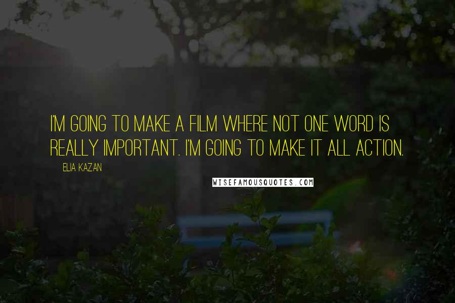 Elia Kazan Quotes: I'm going to make a film where not one word is really important. I'm going to make it all action.