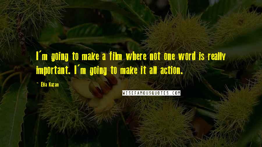 Elia Kazan Quotes: I'm going to make a film where not one word is really important. I'm going to make it all action.