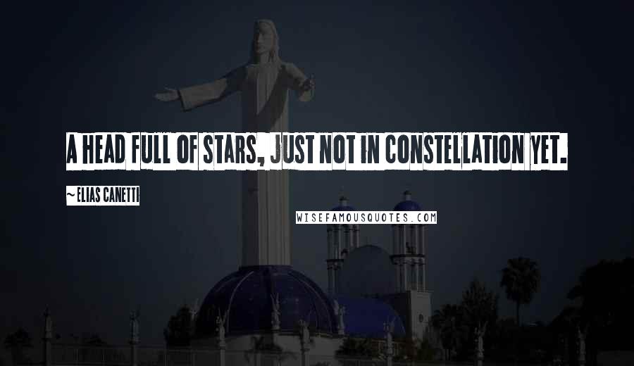 Elias Canetti Quotes: A head full of stars, just not in constellation yet.