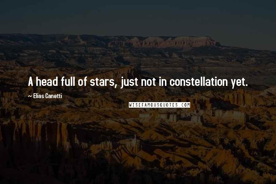 Elias Canetti Quotes: A head full of stars, just not in constellation yet.