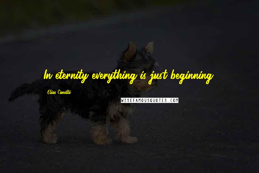 Elias Canetti Quotes: In eternity everything is just beginning.