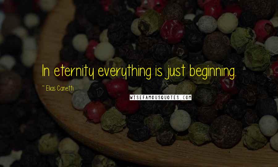 Elias Canetti Quotes: In eternity everything is just beginning.