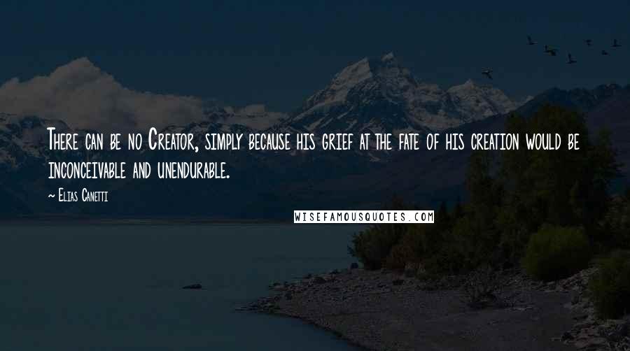 Elias Canetti Quotes: There can be no Creator, simply because his grief at the fate of his creation would be inconceivable and unendurable.