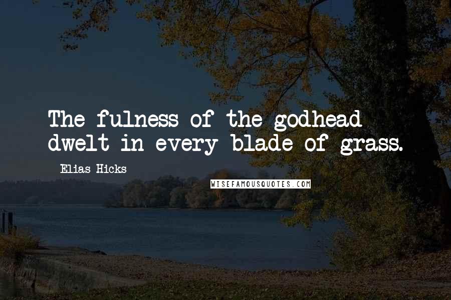 Elias Hicks Quotes: The fulness of the godhead dwelt in every blade of grass.