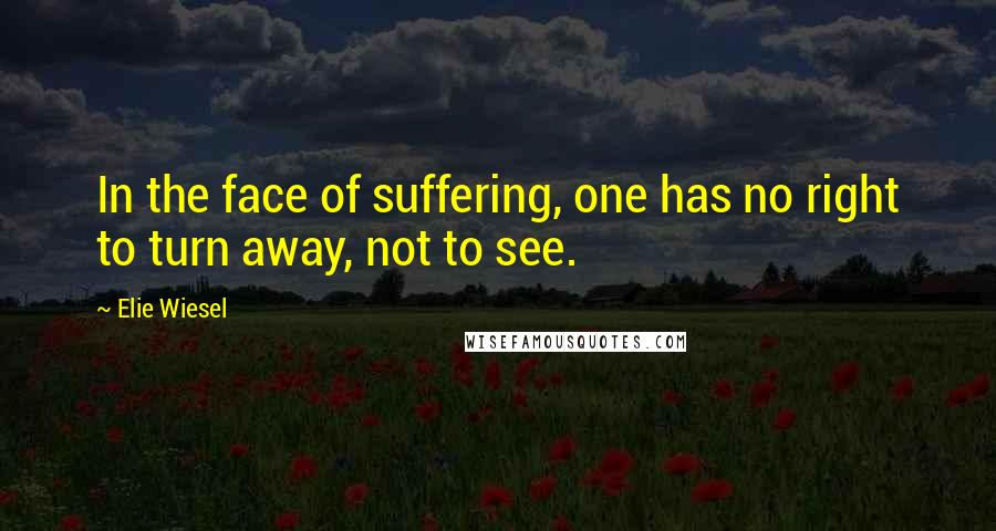 Elie Wiesel Quotes: In the face of suffering, one has no right to turn away, not to see.