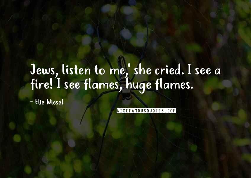 Elie Wiesel Quotes: Jews, listen to me,' she cried. I see a fire! I see flames, huge flames.