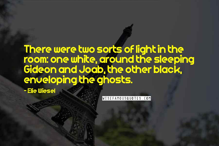 Elie Wiesel Quotes: There were two sorts of light in the room: one white, around the sleeping Gideon and Joab, the other black, enveloping the ghosts.