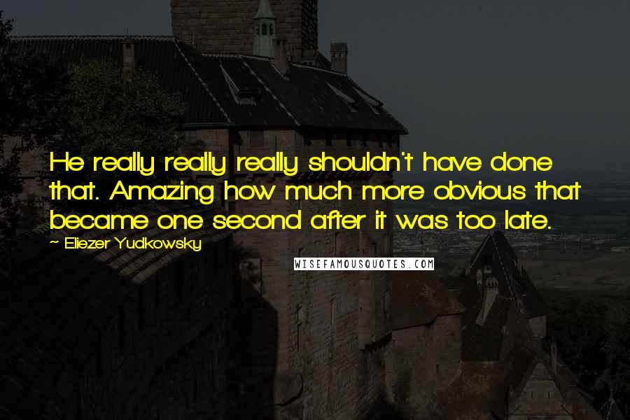 Eliezer Yudkowsky Quotes: He really really really shouldn't have done that. Amazing how much more obvious that became one second after it was too late.