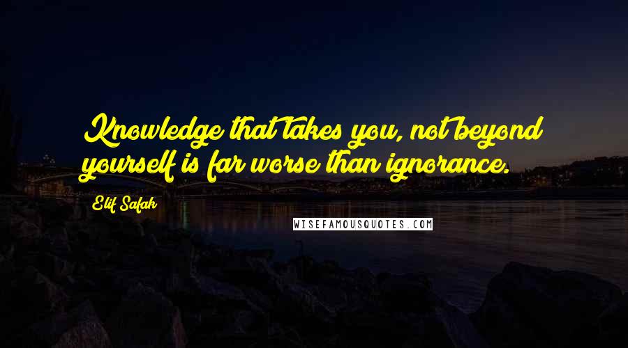 Elif Safak Quotes: Knowledge that takes you, not beyond yourself is far worse than ignorance.