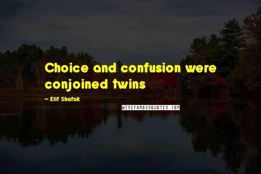 Elif Shafak Quotes: Choice and confusion were conjoined twins