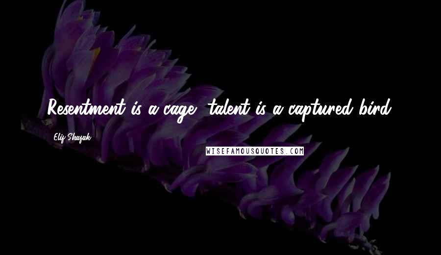 Elif Shafak Quotes: Resentment is a cage, talent is a captured bird.