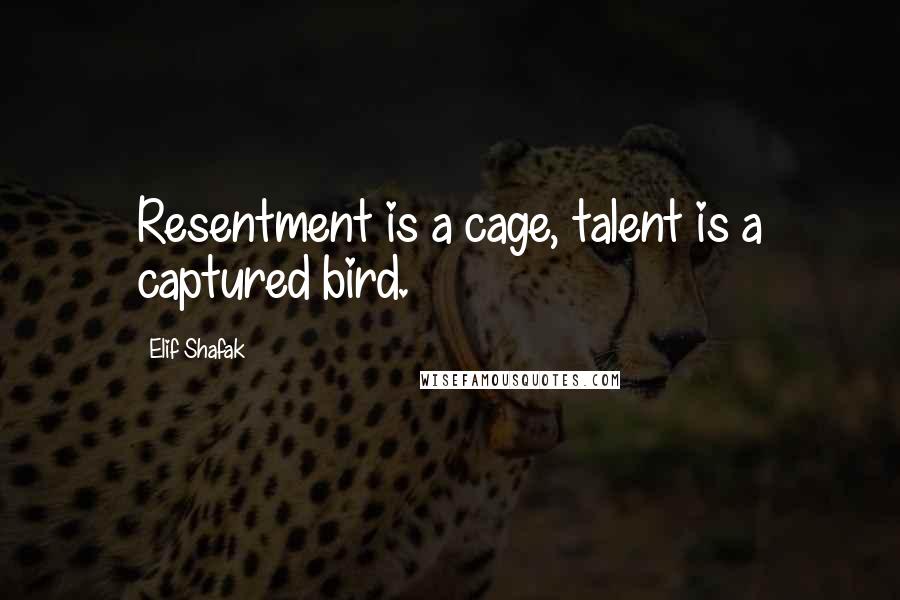 Elif Shafak Quotes: Resentment is a cage, talent is a captured bird.