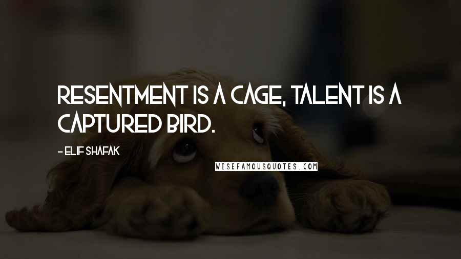 Elif Shafak Quotes: Resentment is a cage, talent is a captured bird.