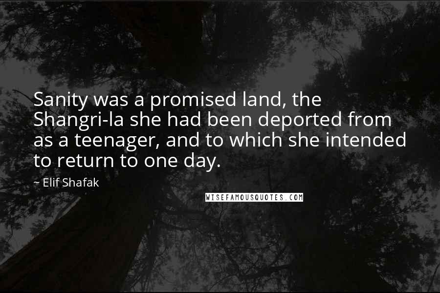 Elif Shafak Quotes: Sanity was a promised land, the Shangri-la she had been deported from as a teenager, and to which she intended to return to one day.