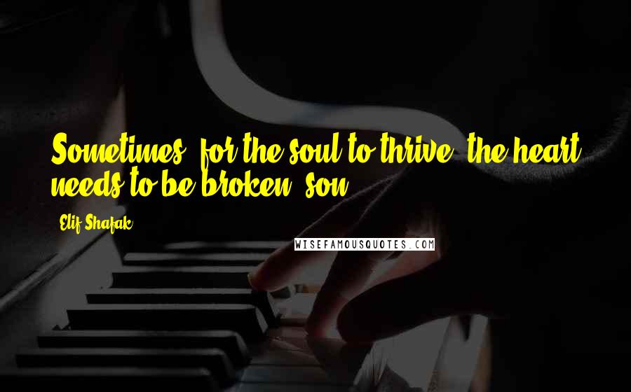 Elif Shafak Quotes: Sometimes, for the soul to thrive, the heart needs to be broken, son.