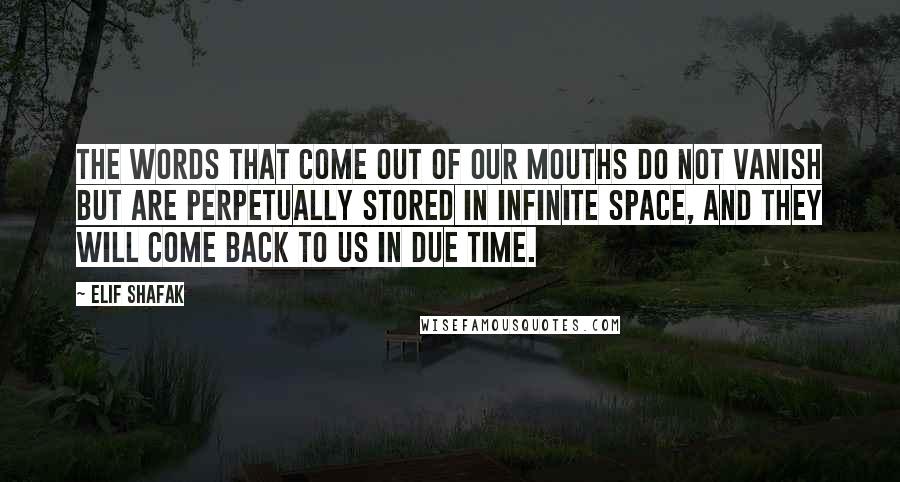 Elif Shafak Quotes: The words that come out of our mouths do not vanish but are perpetually stored in infinite space, and they will come back to us in due time.