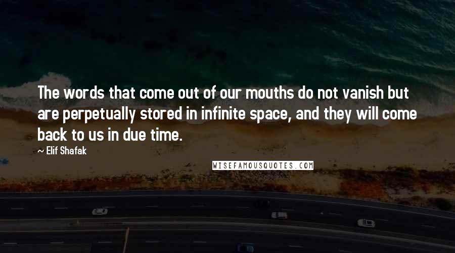 Elif Shafak Quotes: The words that come out of our mouths do not vanish but are perpetually stored in infinite space, and they will come back to us in due time.