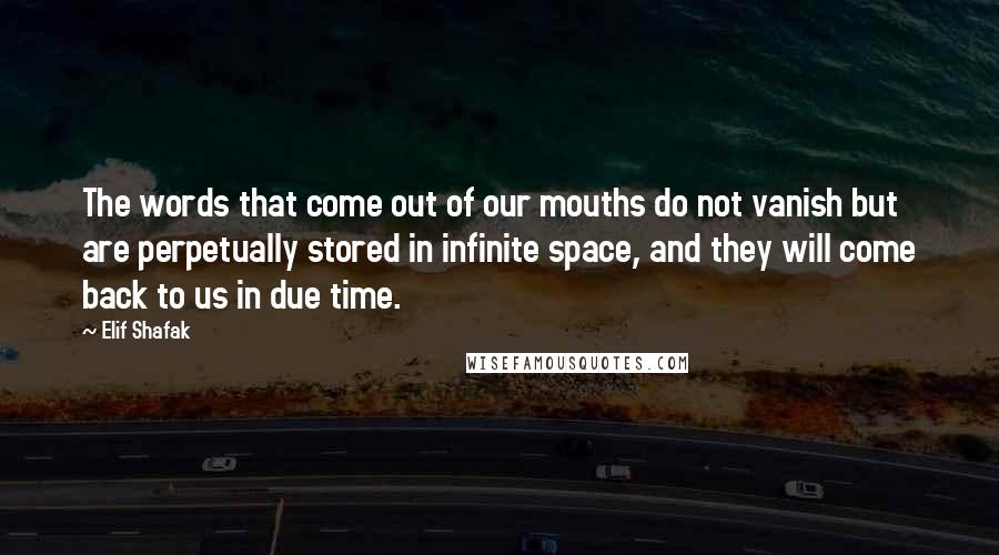 Elif Shafak Quotes: The words that come out of our mouths do not vanish but are perpetually stored in infinite space, and they will come back to us in due time.