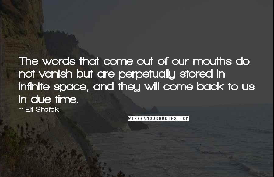 Elif Shafak Quotes: The words that come out of our mouths do not vanish but are perpetually stored in infinite space, and they will come back to us in due time.