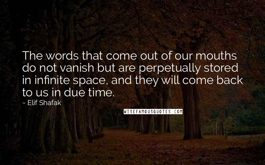 Elif Shafak Quotes: The words that come out of our mouths do not vanish but are perpetually stored in infinite space, and they will come back to us in due time.