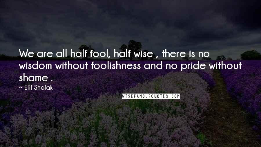 Elif Shafak Quotes: We are all half fool, half wise , there is no wisdom without foolishness and no pride without shame .