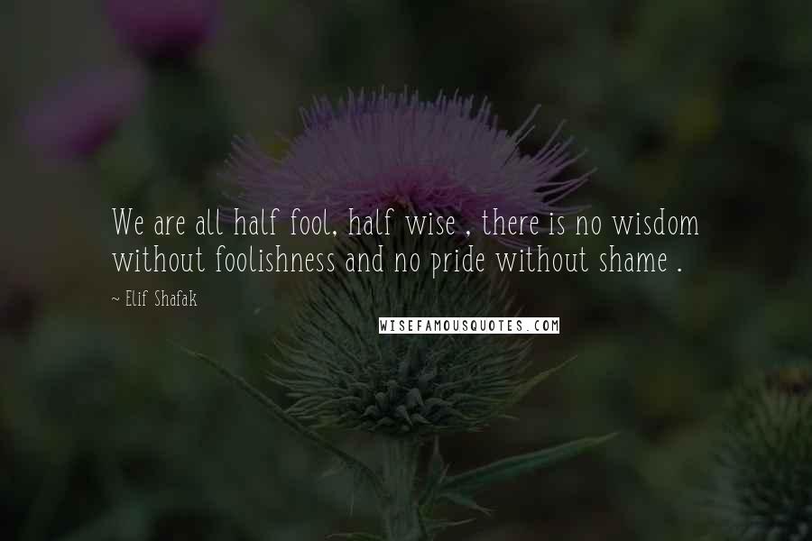 Elif Shafak Quotes: We are all half fool, half wise , there is no wisdom without foolishness and no pride without shame .
