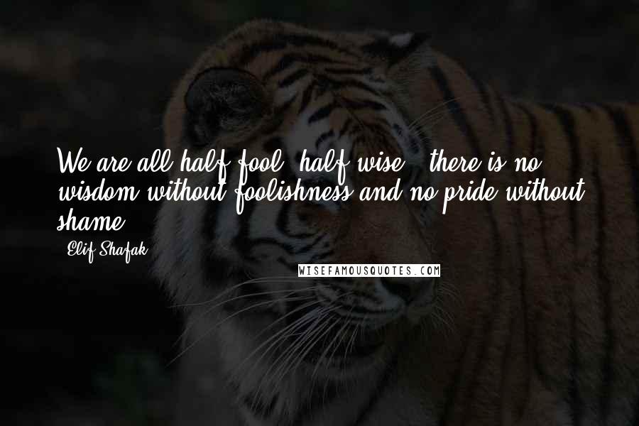 Elif Shafak Quotes: We are all half fool, half wise , there is no wisdom without foolishness and no pride without shame .