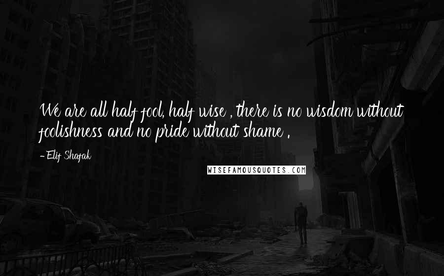 Elif Shafak Quotes: We are all half fool, half wise , there is no wisdom without foolishness and no pride without shame .
