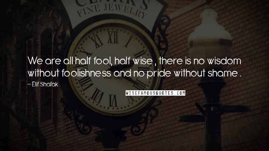 Elif Shafak Quotes: We are all half fool, half wise , there is no wisdom without foolishness and no pride without shame .
