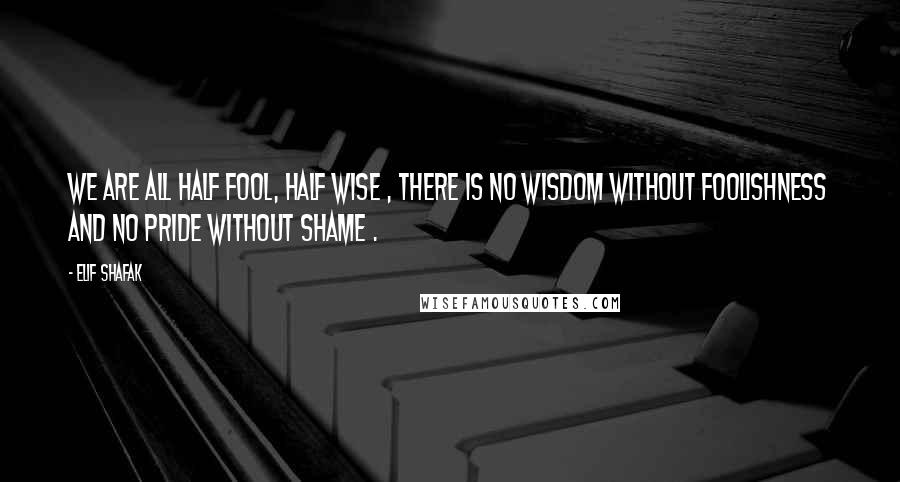 Elif Shafak Quotes: We are all half fool, half wise , there is no wisdom without foolishness and no pride without shame .