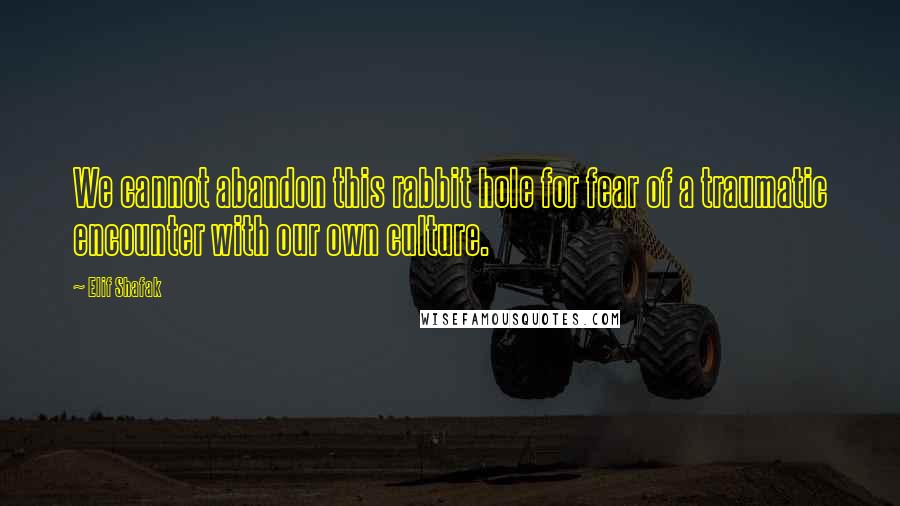 Elif Shafak Quotes: We cannot abandon this rabbit hole for fear of a traumatic encounter with our own culture.