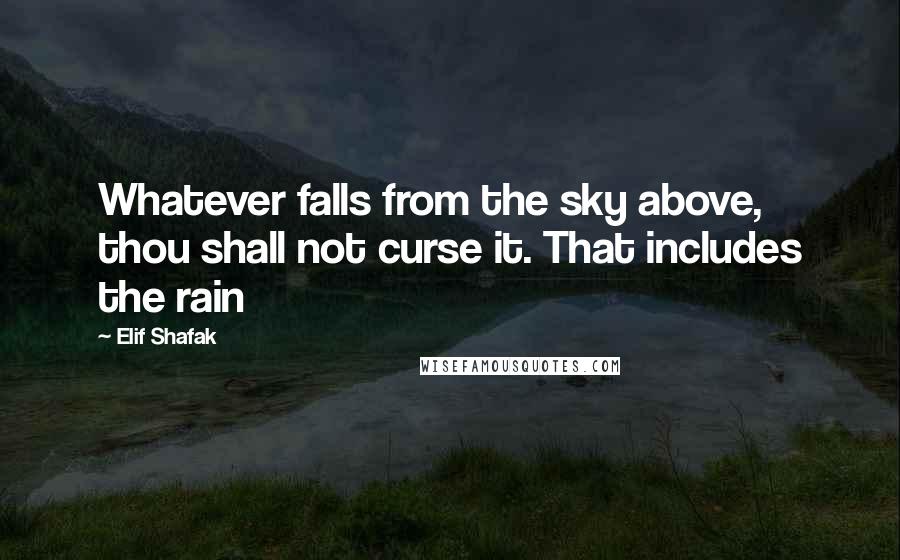 Elif Shafak Quotes: Whatever falls from the sky above, thou shall not curse it. That includes the rain