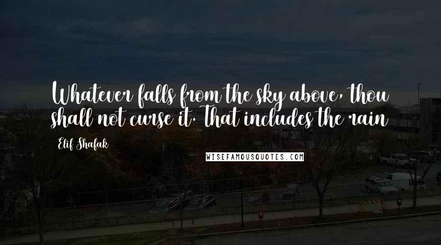 Elif Shafak Quotes: Whatever falls from the sky above, thou shall not curse it. That includes the rain