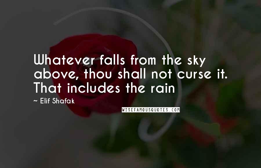 Elif Shafak Quotes: Whatever falls from the sky above, thou shall not curse it. That includes the rain