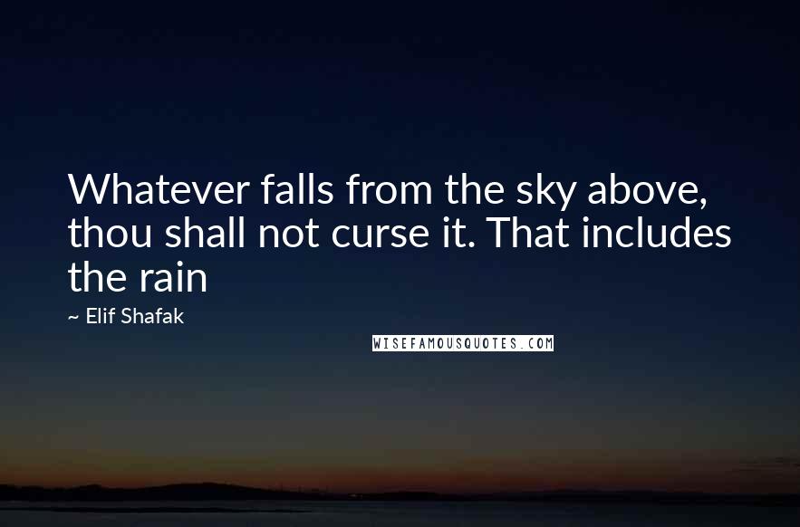 Elif Shafak Quotes: Whatever falls from the sky above, thou shall not curse it. That includes the rain