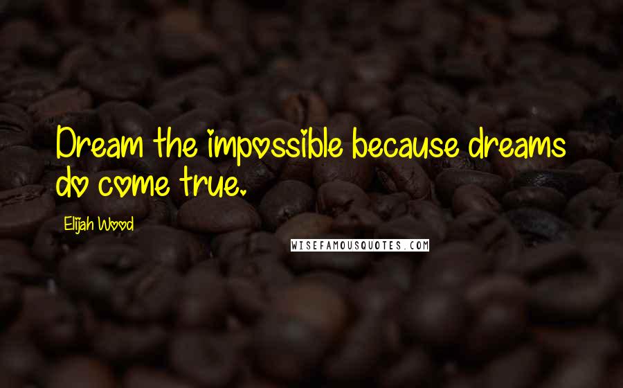 Elijah Wood Quotes: Dream the impossible because dreams do come true.