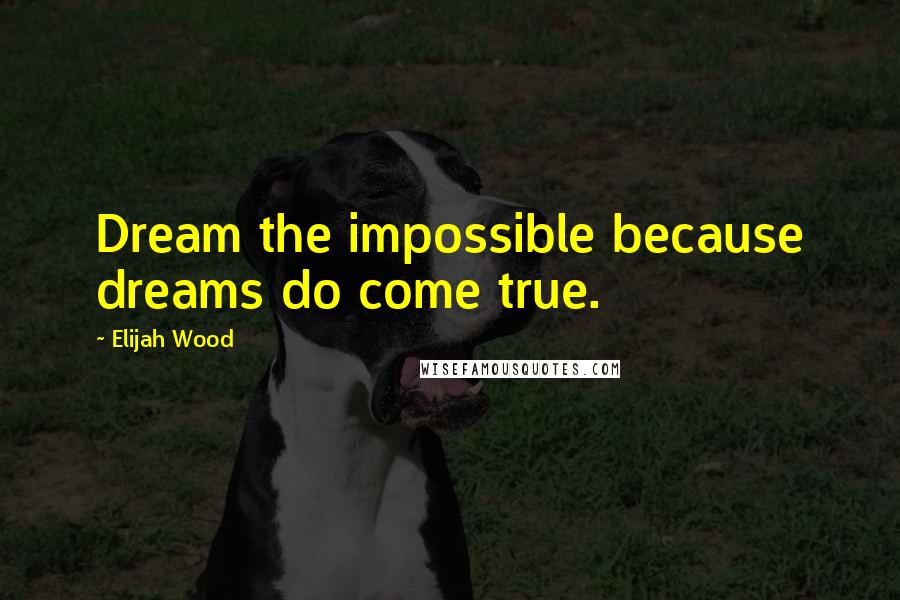 Elijah Wood Quotes: Dream the impossible because dreams do come true.