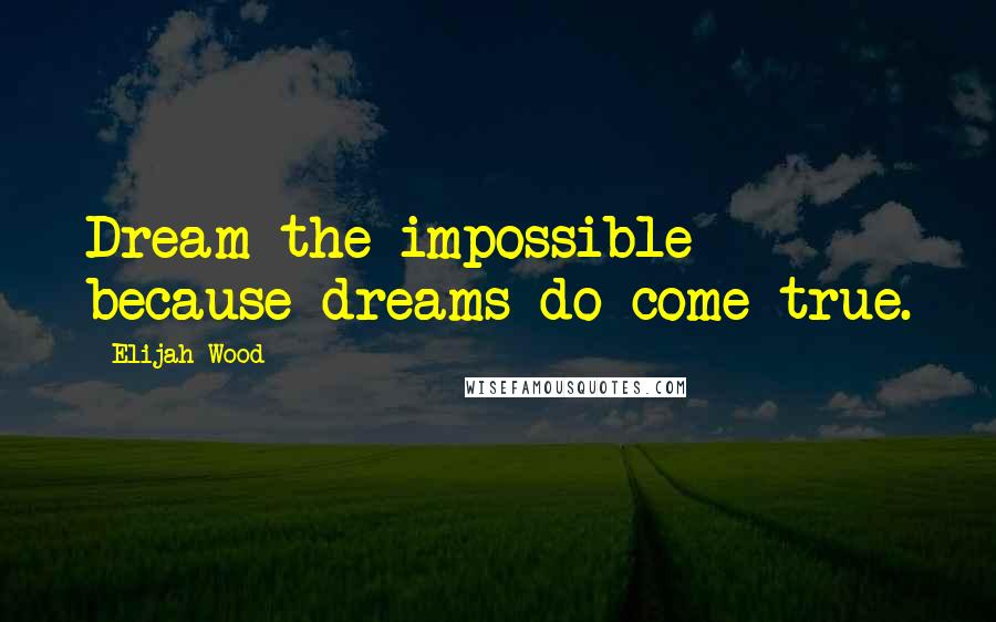 Elijah Wood Quotes: Dream the impossible because dreams do come true.
