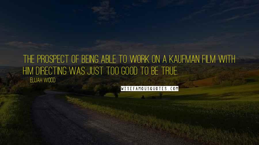 Elijah Wood Quotes: The prospect of being able to work on a Kaufman film with him directing was just too good to be true.