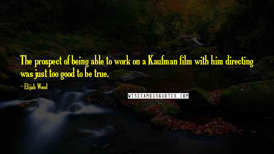 Elijah Wood Quotes: The prospect of being able to work on a Kaufman film with him directing was just too good to be true.