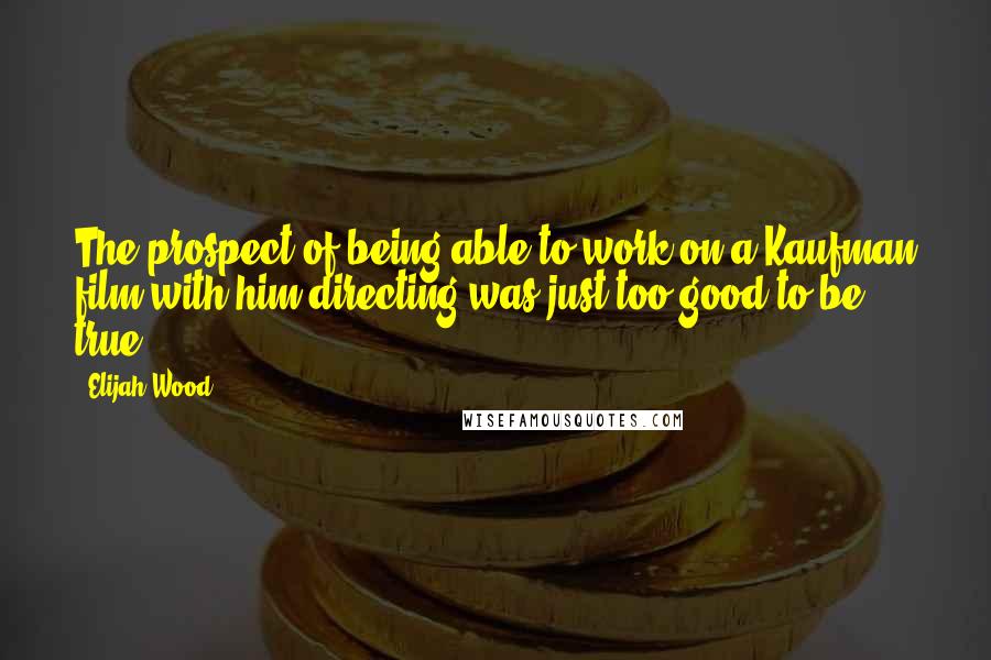 Elijah Wood Quotes: The prospect of being able to work on a Kaufman film with him directing was just too good to be true.