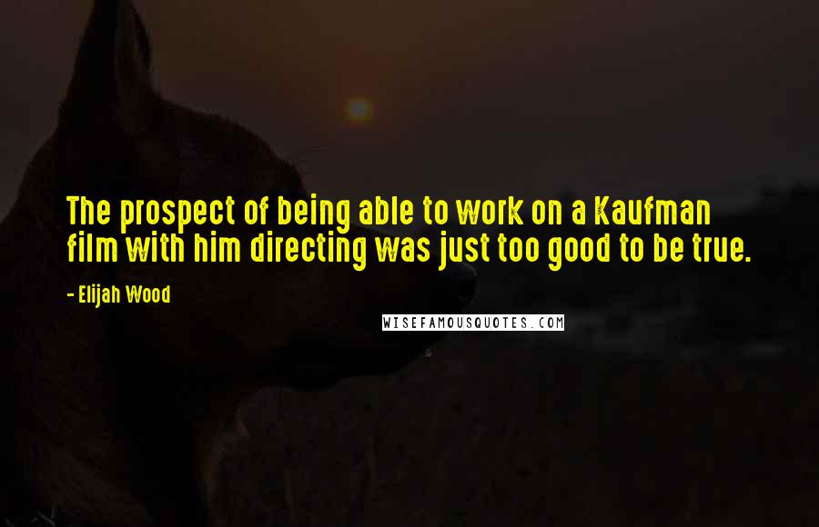 Elijah Wood Quotes: The prospect of being able to work on a Kaufman film with him directing was just too good to be true.