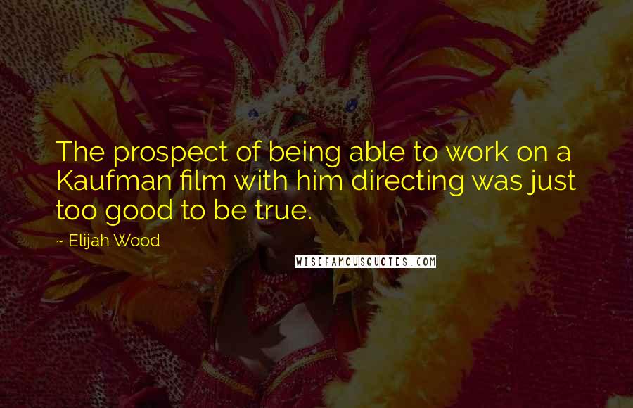Elijah Wood Quotes: The prospect of being able to work on a Kaufman film with him directing was just too good to be true.