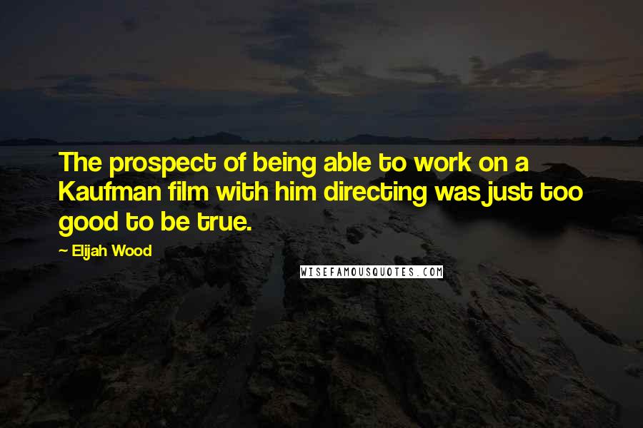 Elijah Wood Quotes: The prospect of being able to work on a Kaufman film with him directing was just too good to be true.