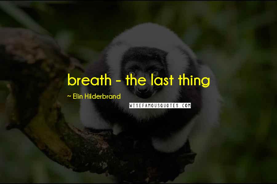 Elin Hilderbrand Quotes: breath - the last thing