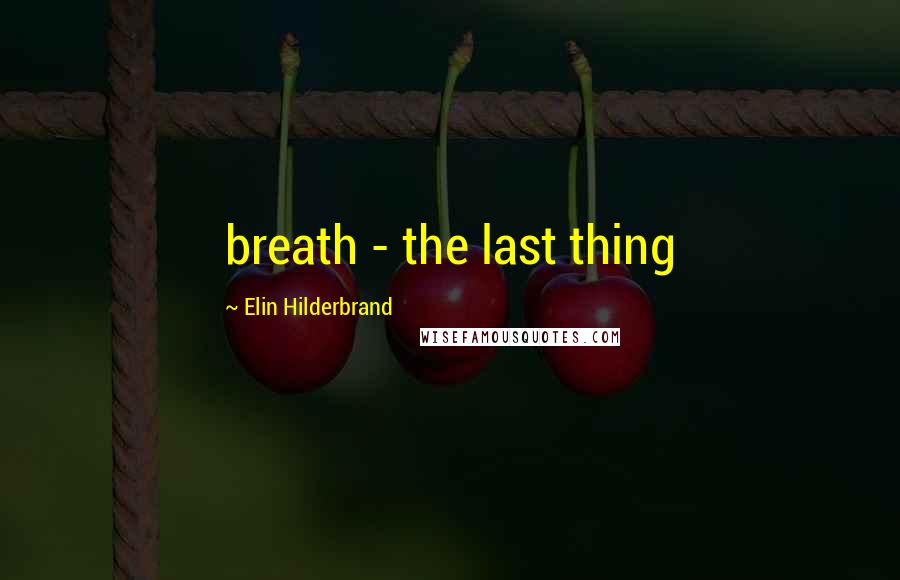 Elin Hilderbrand Quotes: breath - the last thing