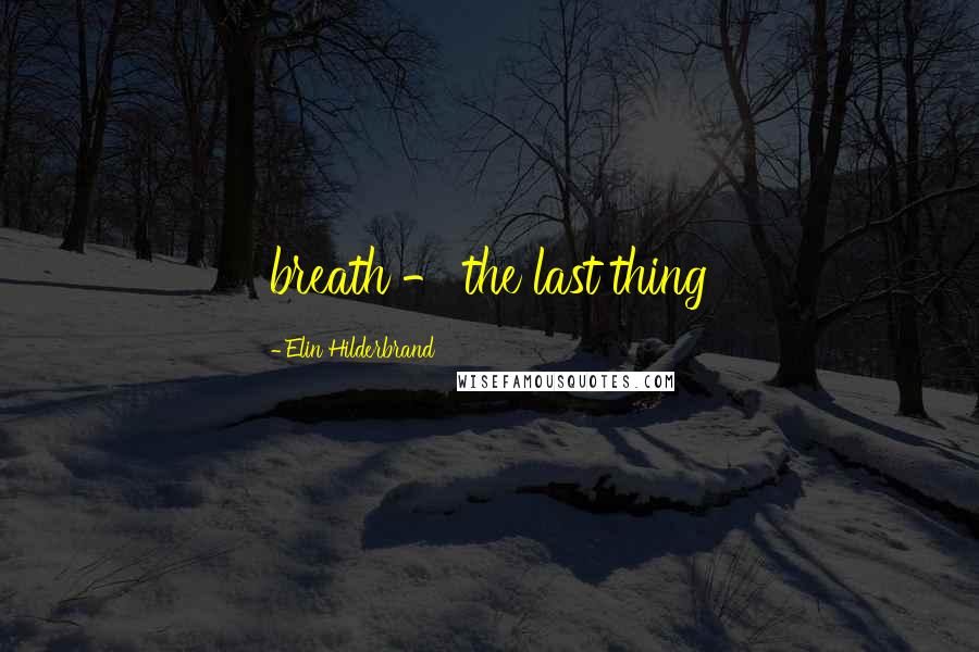Elin Hilderbrand Quotes: breath - the last thing