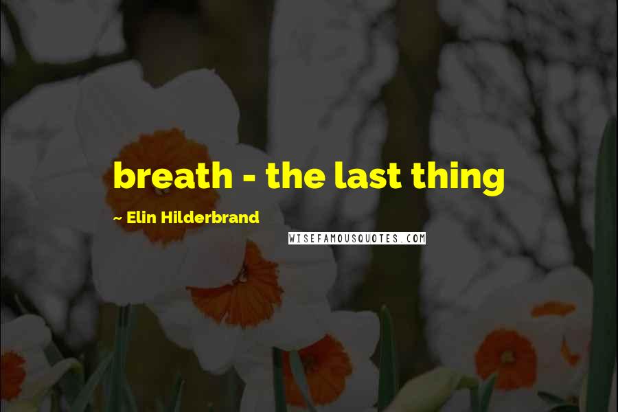 Elin Hilderbrand Quotes: breath - the last thing