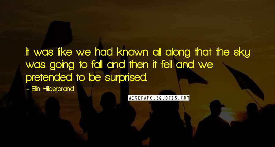 Elin Hilderbrand Quotes: It was like we had known all along that the sky was going to fall and then it fell and we pretended to be surprised.