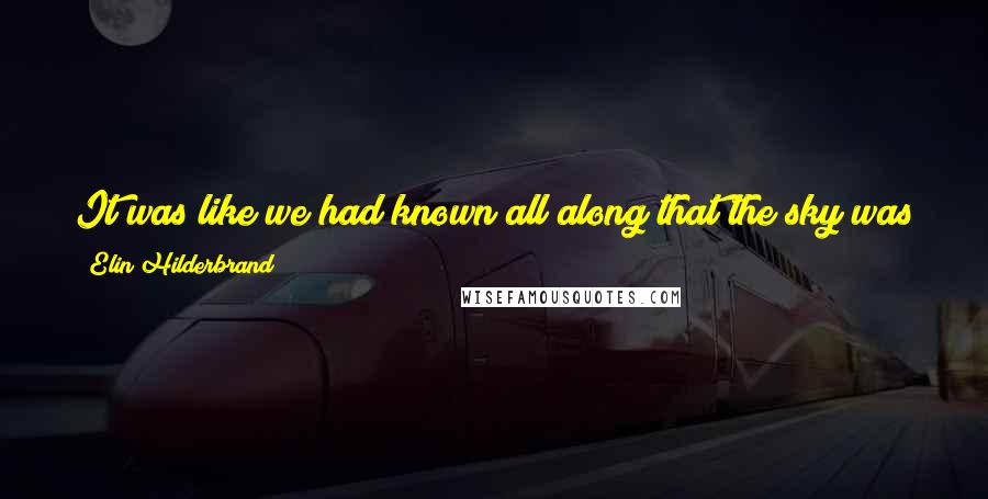 Elin Hilderbrand Quotes: It was like we had known all along that the sky was going to fall and then it fell and we pretended to be surprised.